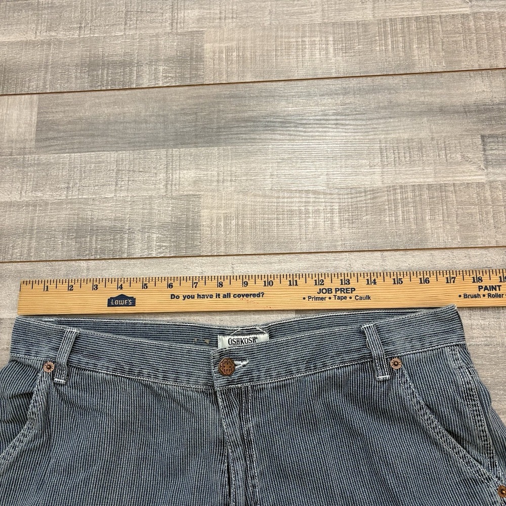 OshKosh B'gosh Vintage Hickory Striped Work Pants Railroad Women 12 Short Blue - Picture 15 of 16